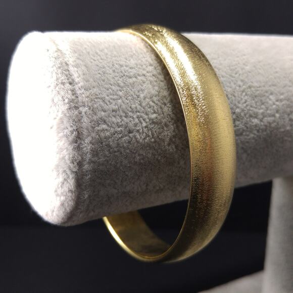 Vintage Monet Bangle Bracelet, Size L, Brushed Gold Plate, 1960s - Picture 2 of 10